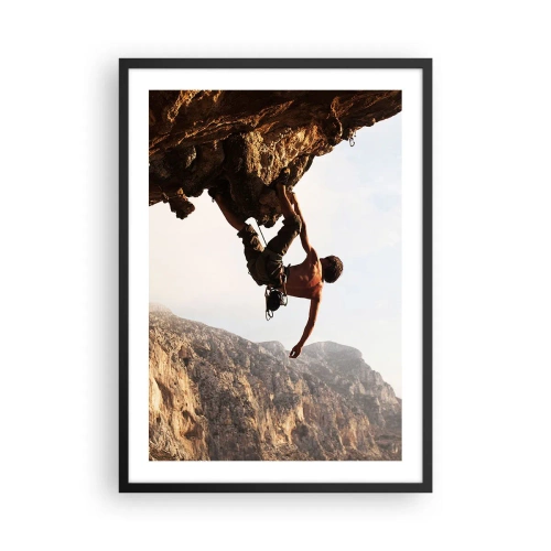 Poster in black frame - Rock climbing in the sunshine - 50x70cm - The Whole World on a Sharp Cliff - Modern wall decoration for the living room and bedroom ARTTOR