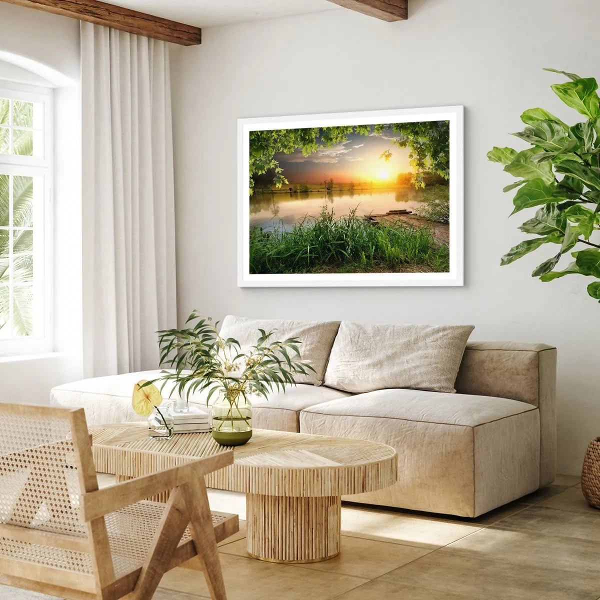 Poster in white frmae - Landscape in a Green Frame - 70x50 cm