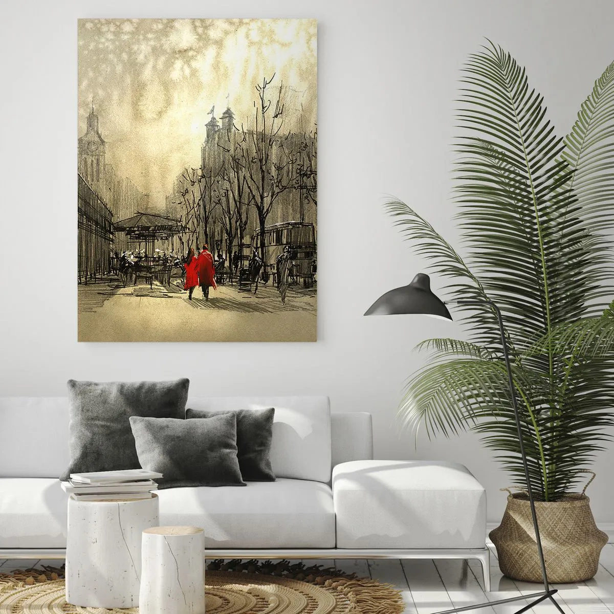 Glass picture - A Date in London Fog - 70x100 cm