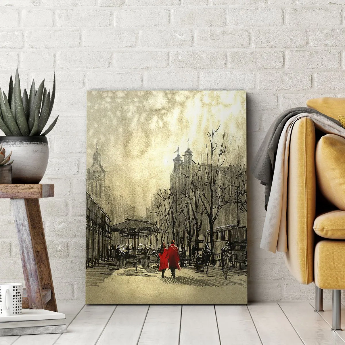 Canvas picture - A Date in London Fog - 50x70 cm