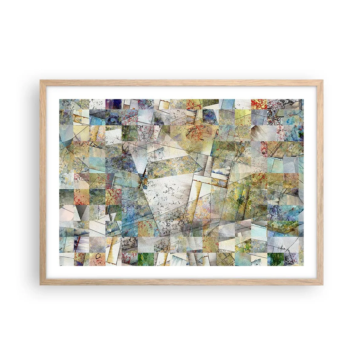 Poster in light oak frame - Geometric Reshuffling - 70x50 cm