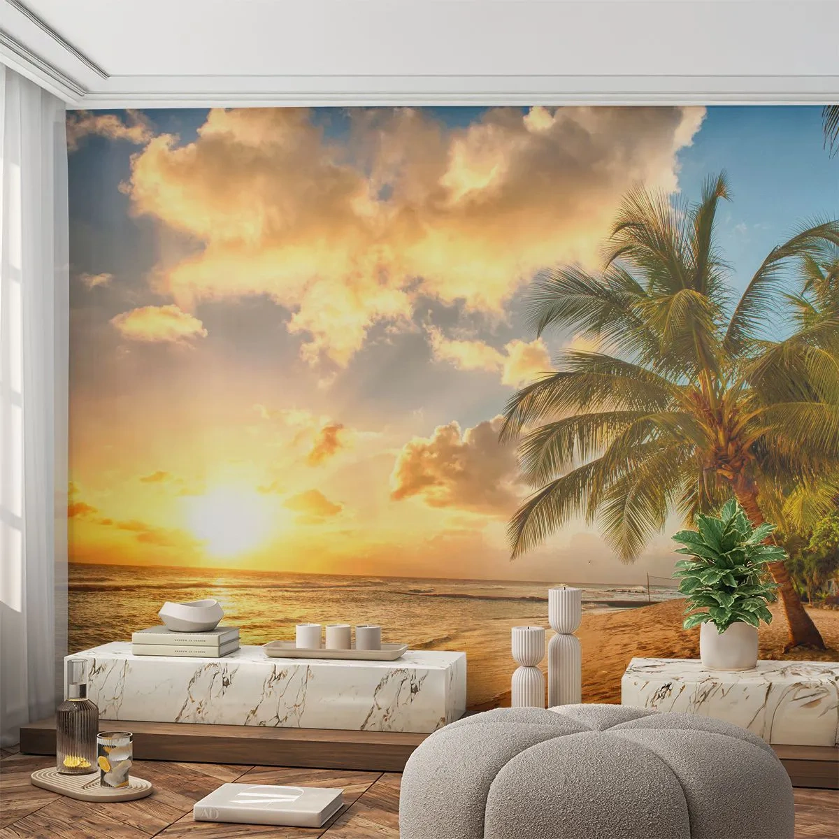 Photo Wallpaper Premium Canvas - Eternal Summer, Always Holidays - Landscape, Beach, Coconut Palm - 250x175 cm