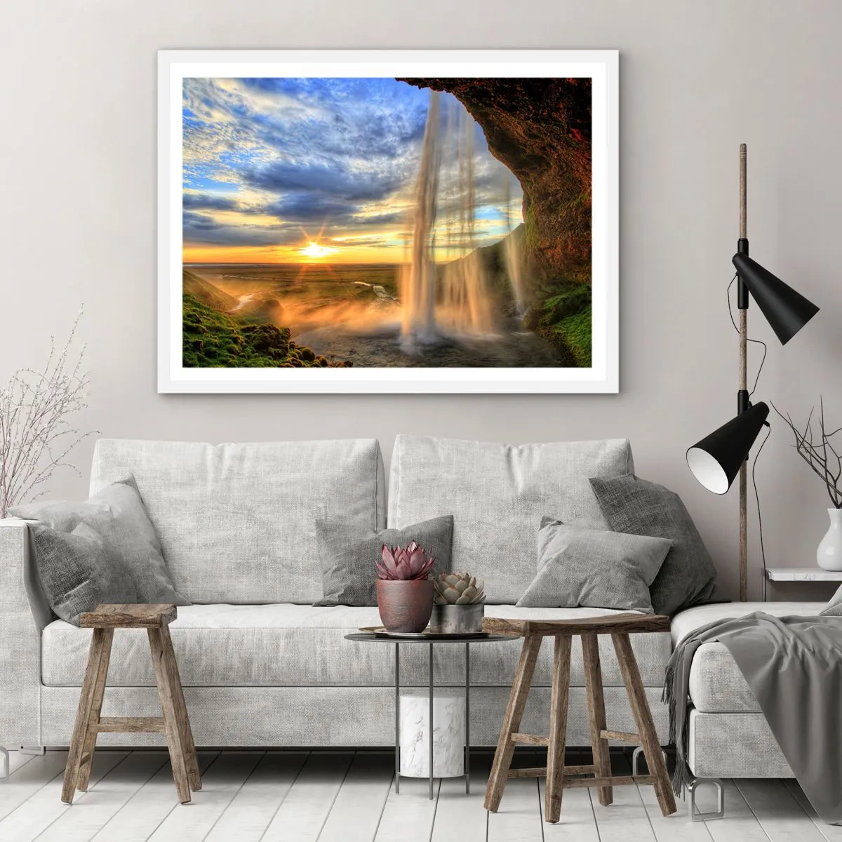 Poster in white frmae - World behind Raindrops - 91x61 cm