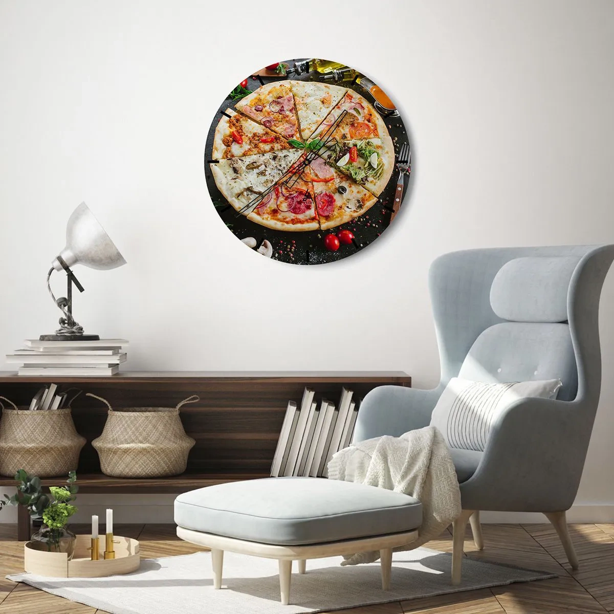 Wall clock - Clock on glass - Range of Flavours - 40x40 cm