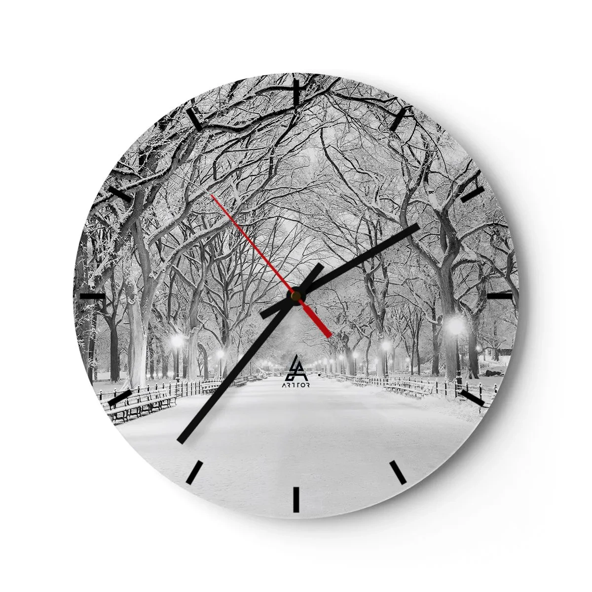 Wall clock - Clock on glass - Four Seasons: Winter - 40x40 cm