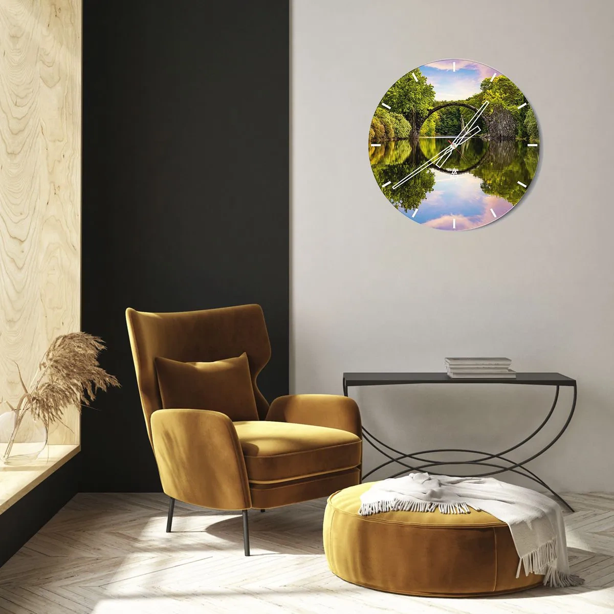 Wall clock - Clock on glass - At the Crossroads of Two Worlds - 40x40 cm