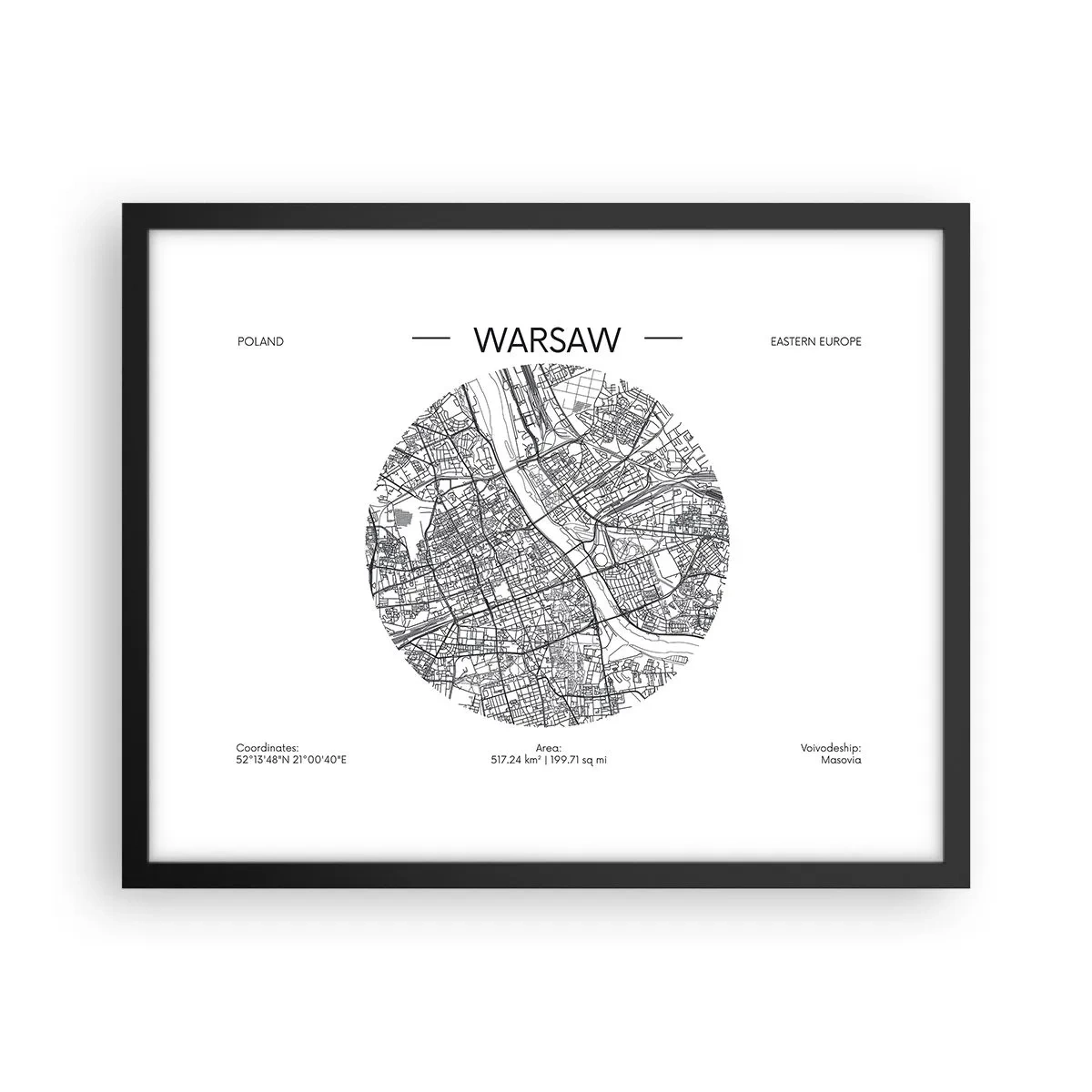 Poster in black frame - Anatomy of Warsaw - 50x40 cm