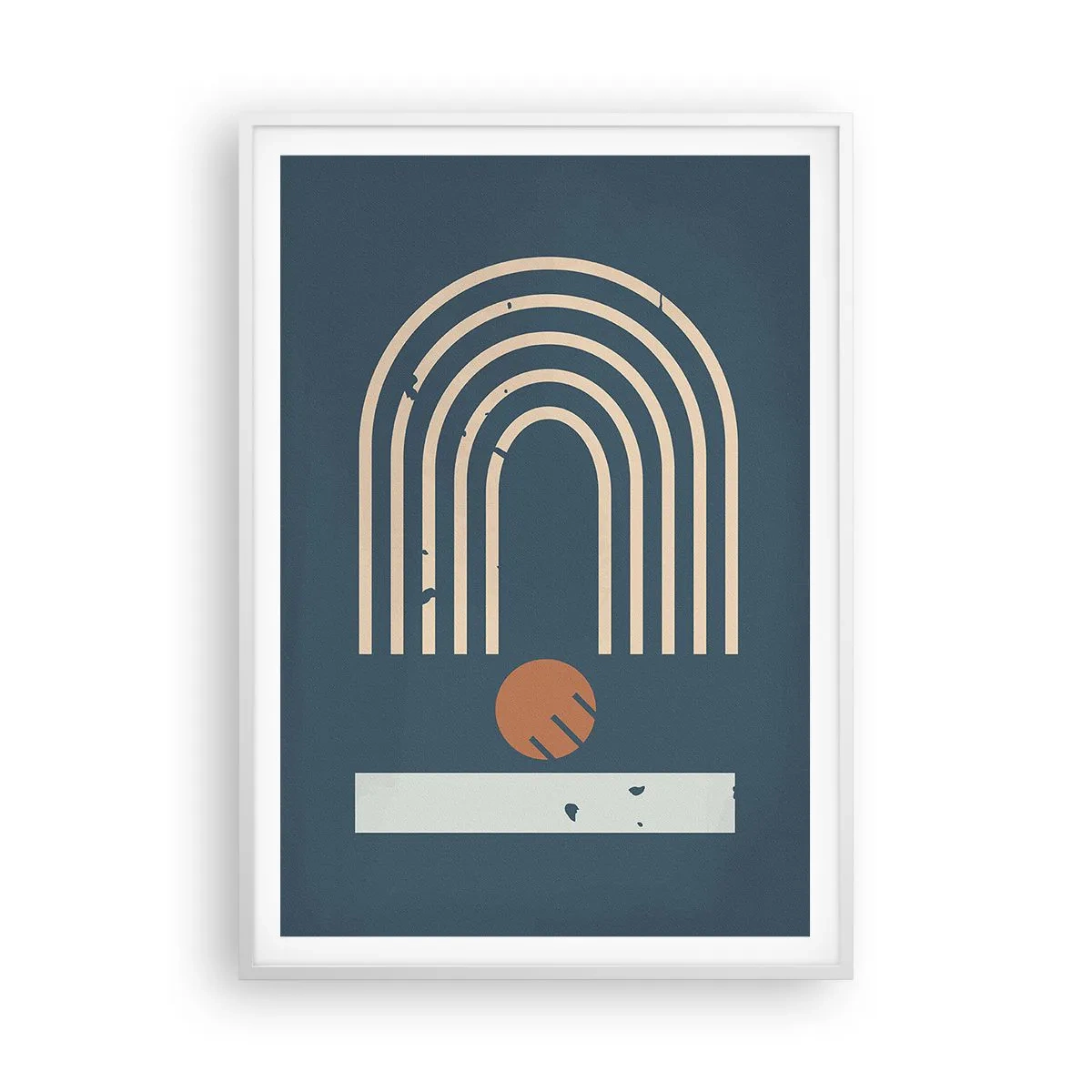 Poster in white frmae - Geometry on Navy Blue - 70x100 cm