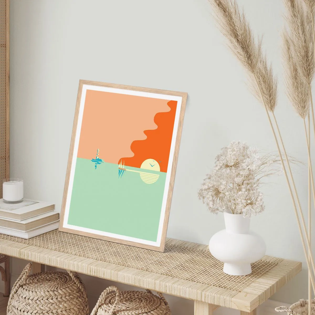 Poster in light oak frame - Ideal Sea Landscape - 30x40 cm