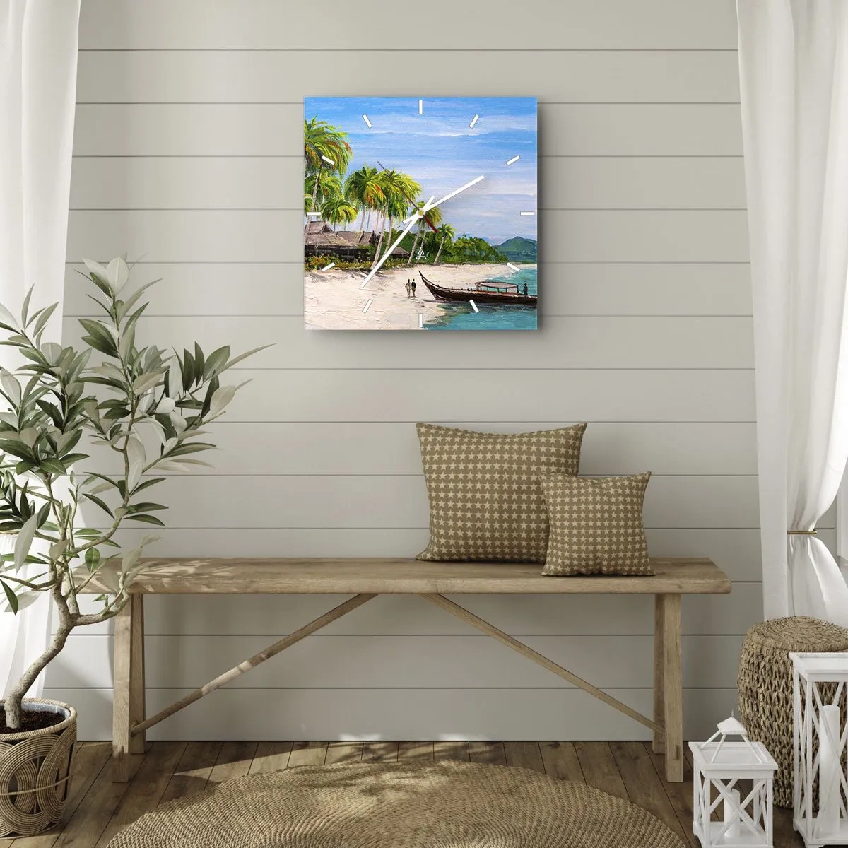 Wall clock - Clock on glass - Exotic Dream - 40x40 cm