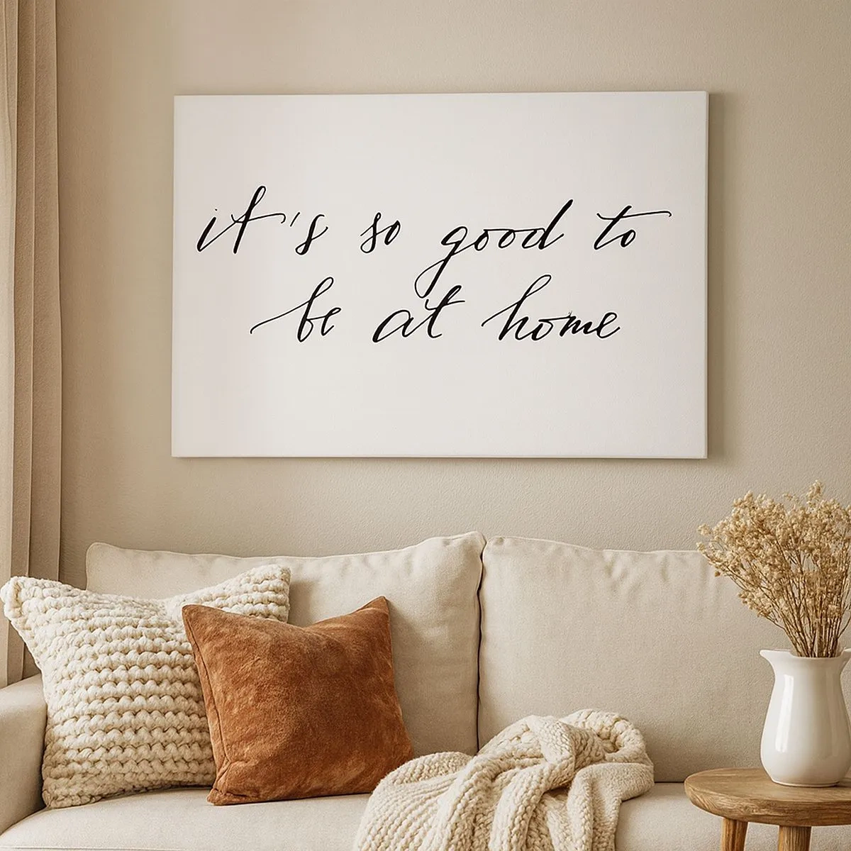 Canvas picture - Calligraphic style lettering on a white background - 70x50cm - Whole Truth - Modern wall decoration for the living room and bedroom ARTTOR