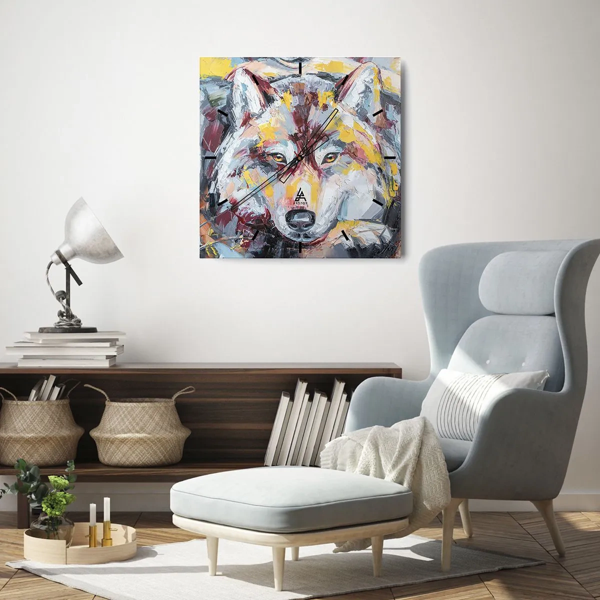 Wall clock - Clock on glass - Wolf Eyes - 40x40 cm
