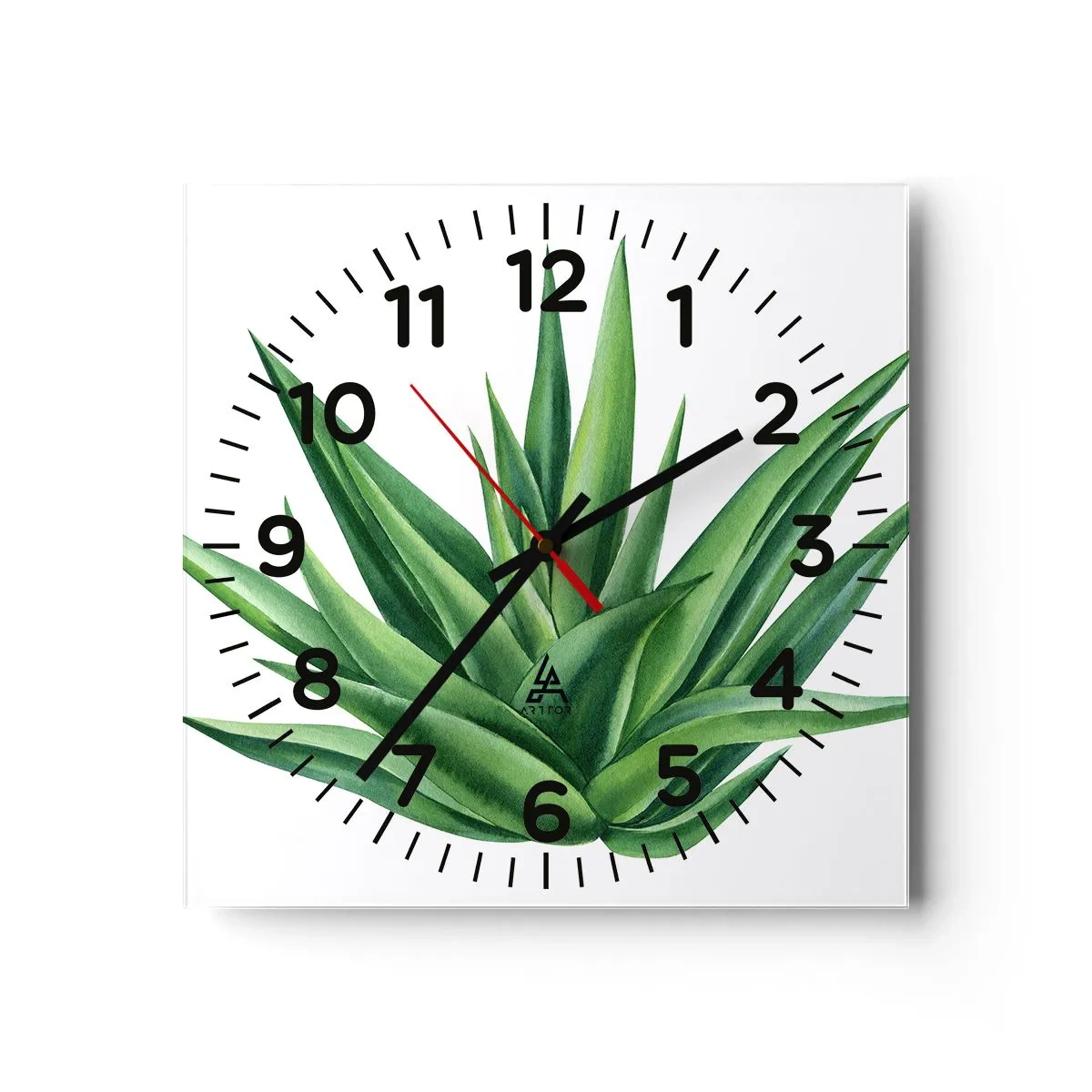 Wall clock - Clock on glass - Green - Power - Life - 40x40 cm