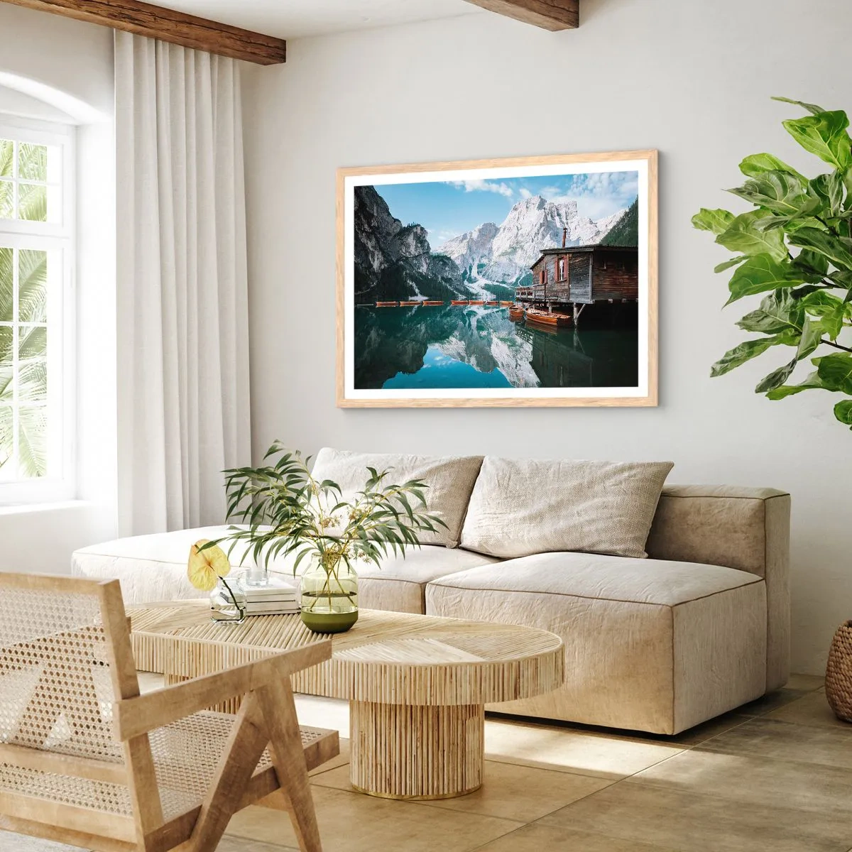 Poster in light oak frame - Crystal, Mountain Morning - 91x61 cm