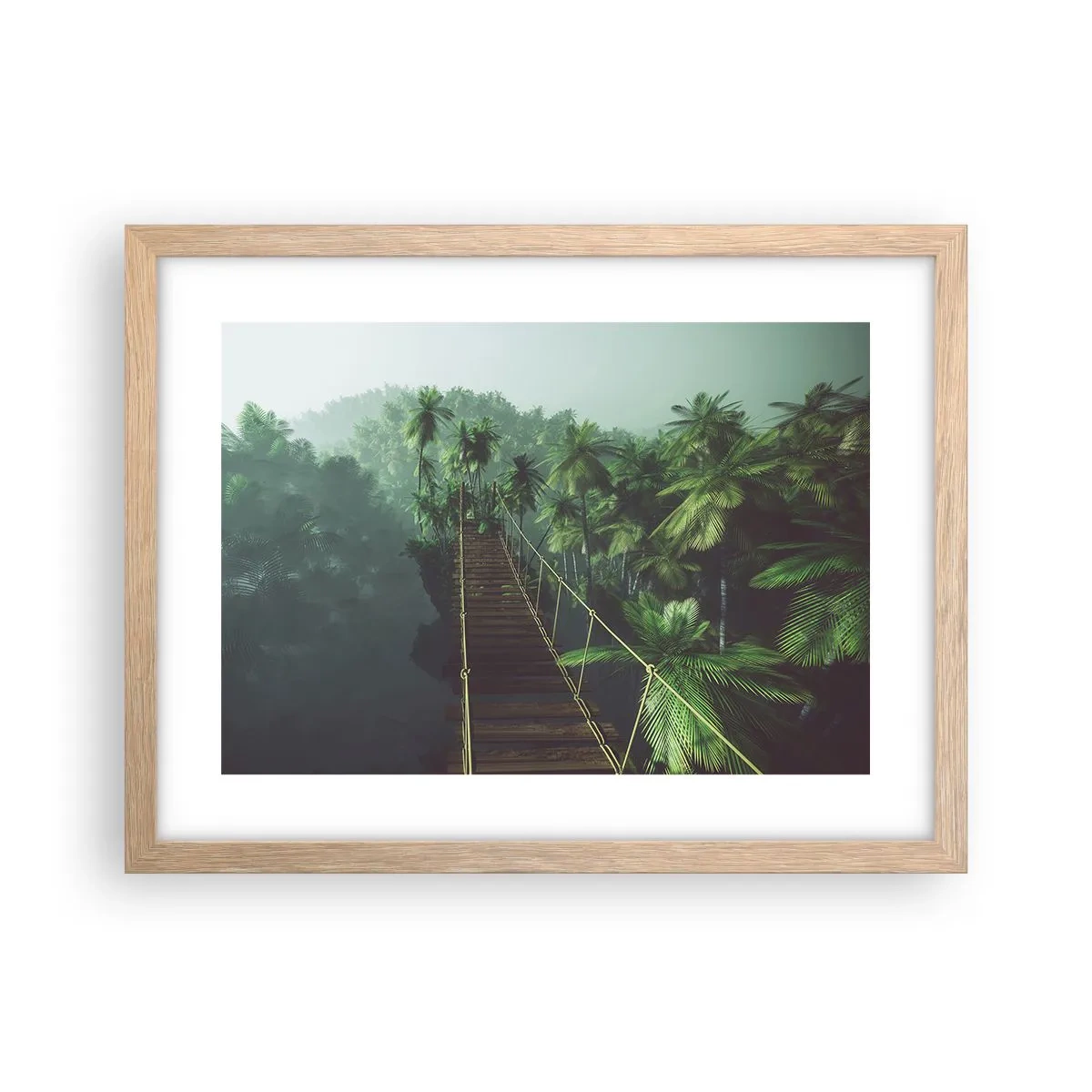 Poster in light oak frame - Hanging Bridge in the Green - 40x30 cm
