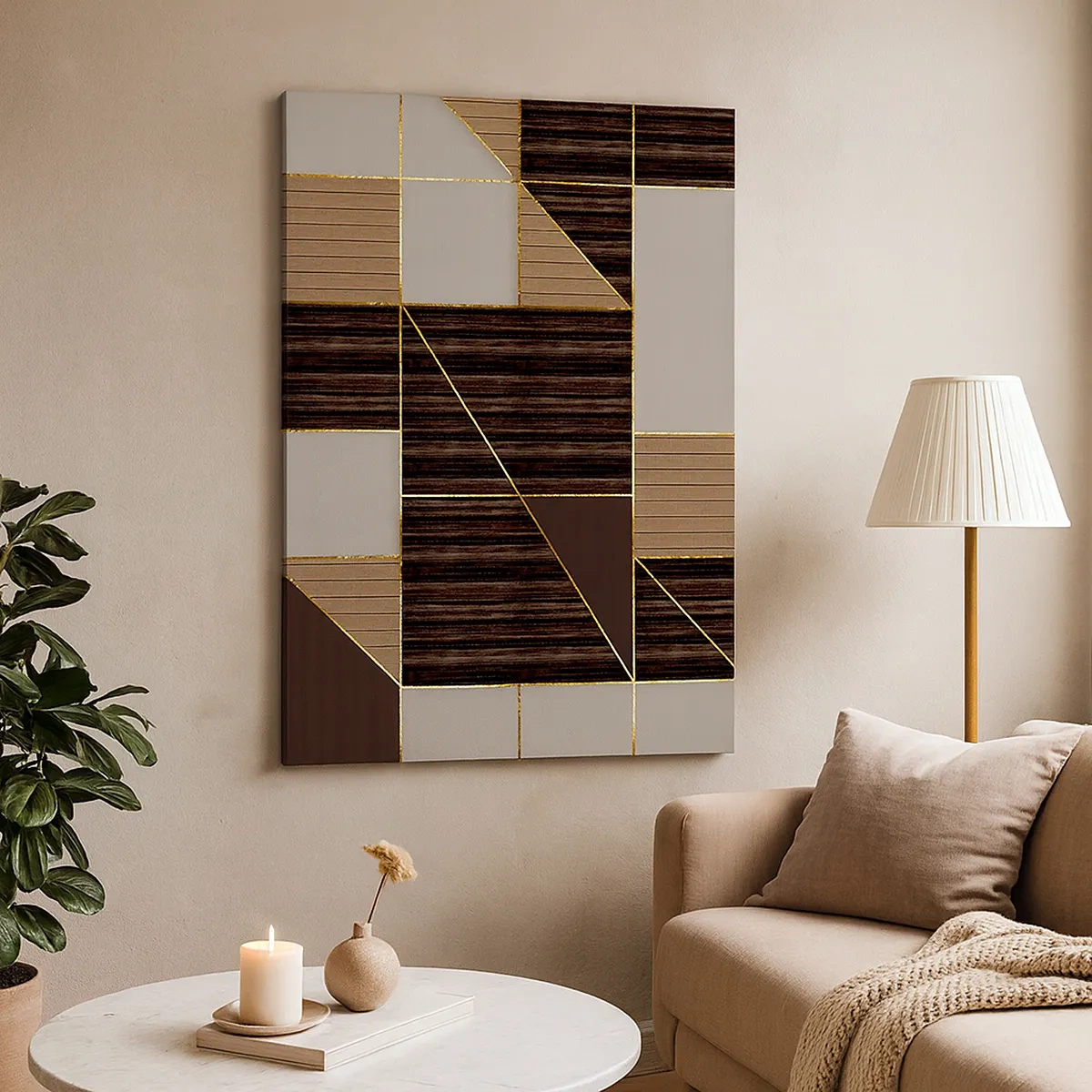 Canvas picture - Mosaic of Brown and Gold - 50x70 cm
