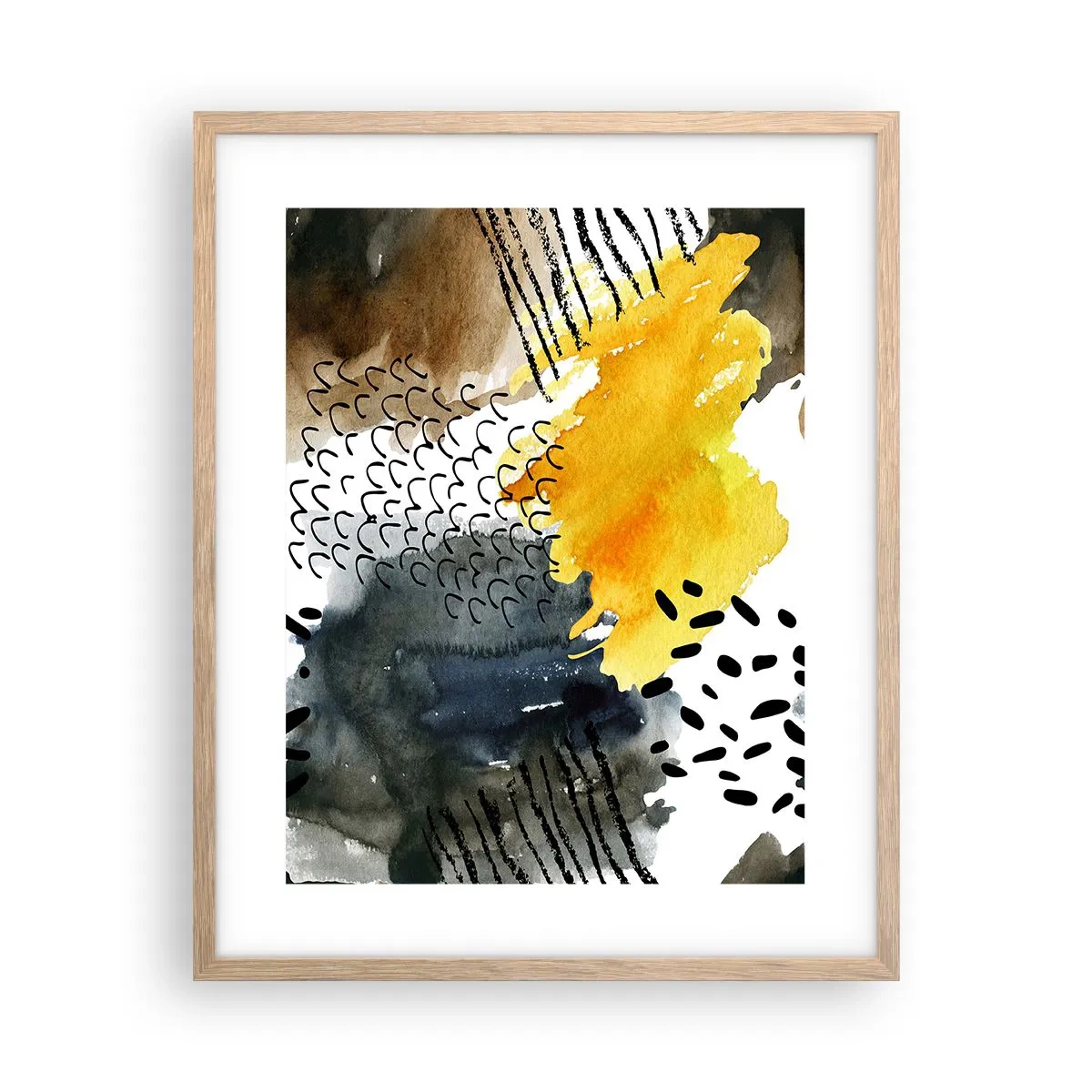 Poster in light oak frame - Meeting of Elements - 40x50 cm