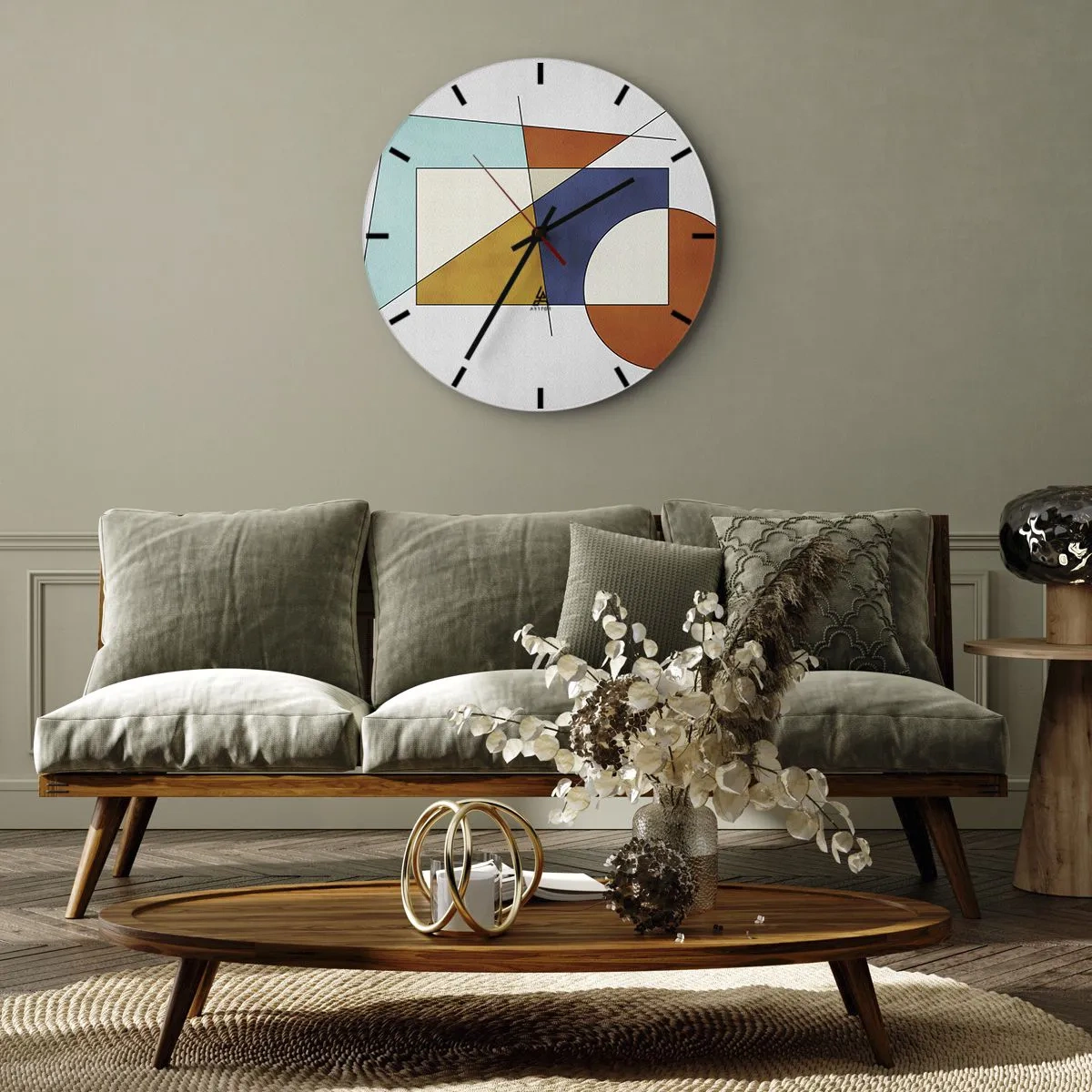 Wall clock - Clock on glass - Abstract: Modernist Fun - 40x40 cm