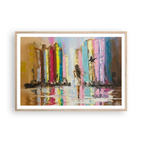 Poster in light oak frame - Follow Me - 100x70 cm