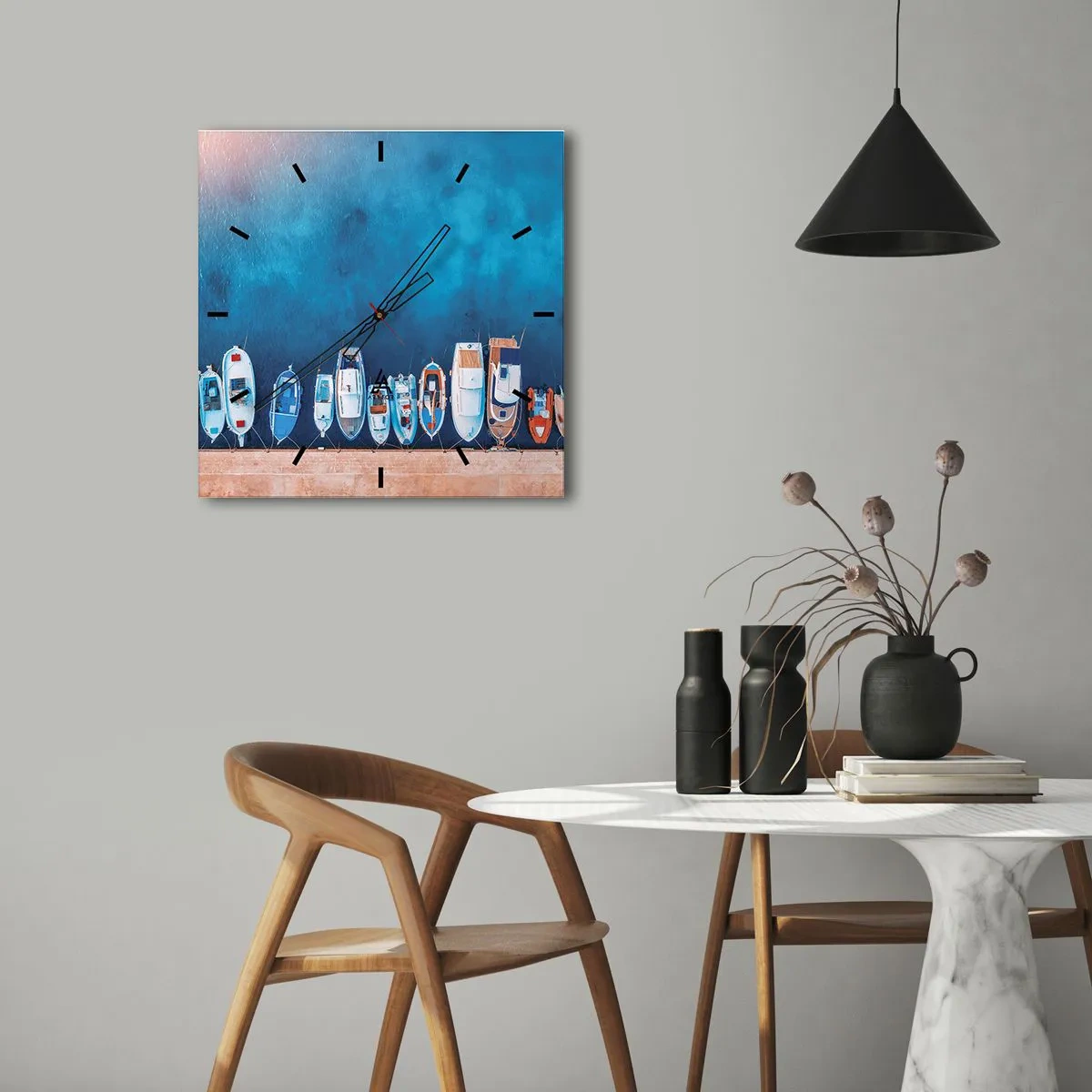 Wall clock - Clock on glass - In One Row - 30x30 cm