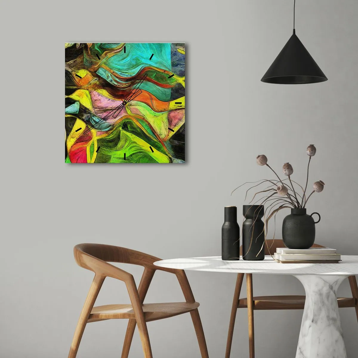 Wall clock - Clock on glass - Movement Is Life - 30x30 cm