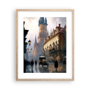 Poster in light oak frame - Charm of Evening in Prague - 40x50 cm