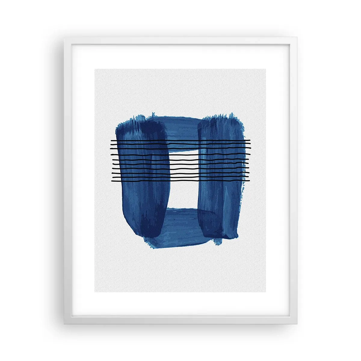 Poster in white frmae - Blue and Black Composition - 40x50 cm
