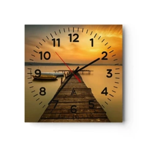 Wall clock - Clock on glass - I Will Open up Golden Sky before You - 30x30 cm