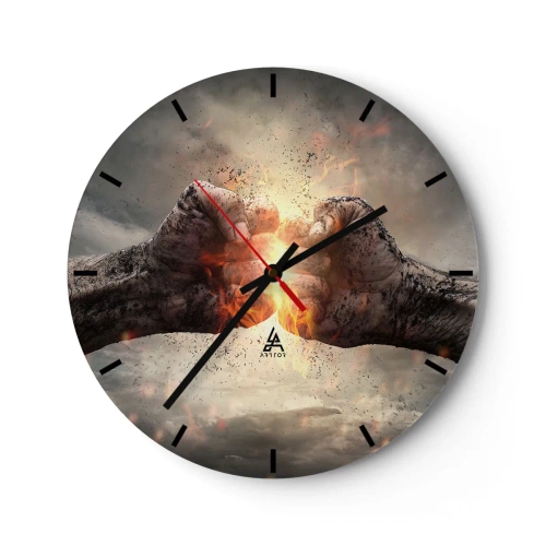 Wall clock - Clock on glass - Stand Up and Fight - 40x40 cm