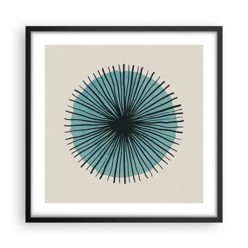 Poster in black frame - Rays on Blue - 50x50 cm