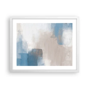Poster in white frmae - Pink Abstract with a Blue Curtain - 50x40 cm