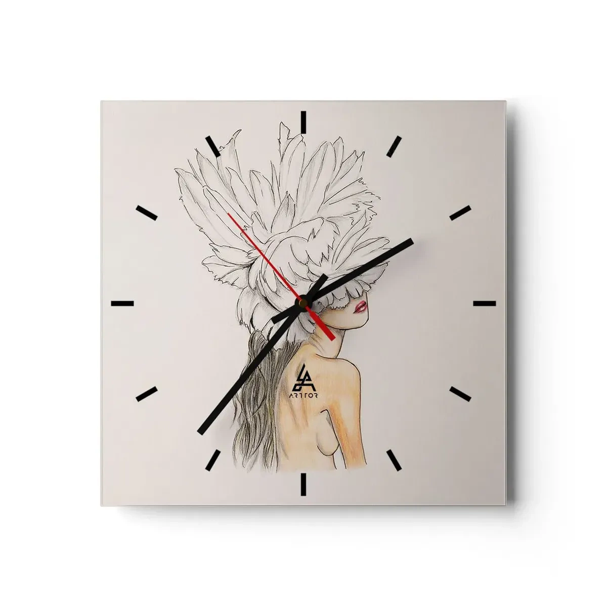 Wall clock - Clock on glass - Crowned Beauty - 40x40 cm