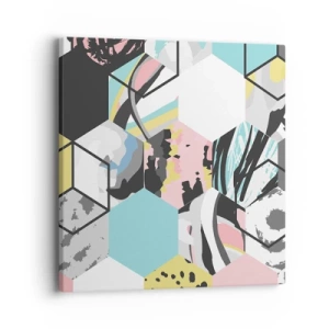 Canvas picture - Hexagons and Cubes in Six Colours - 40x40 cm