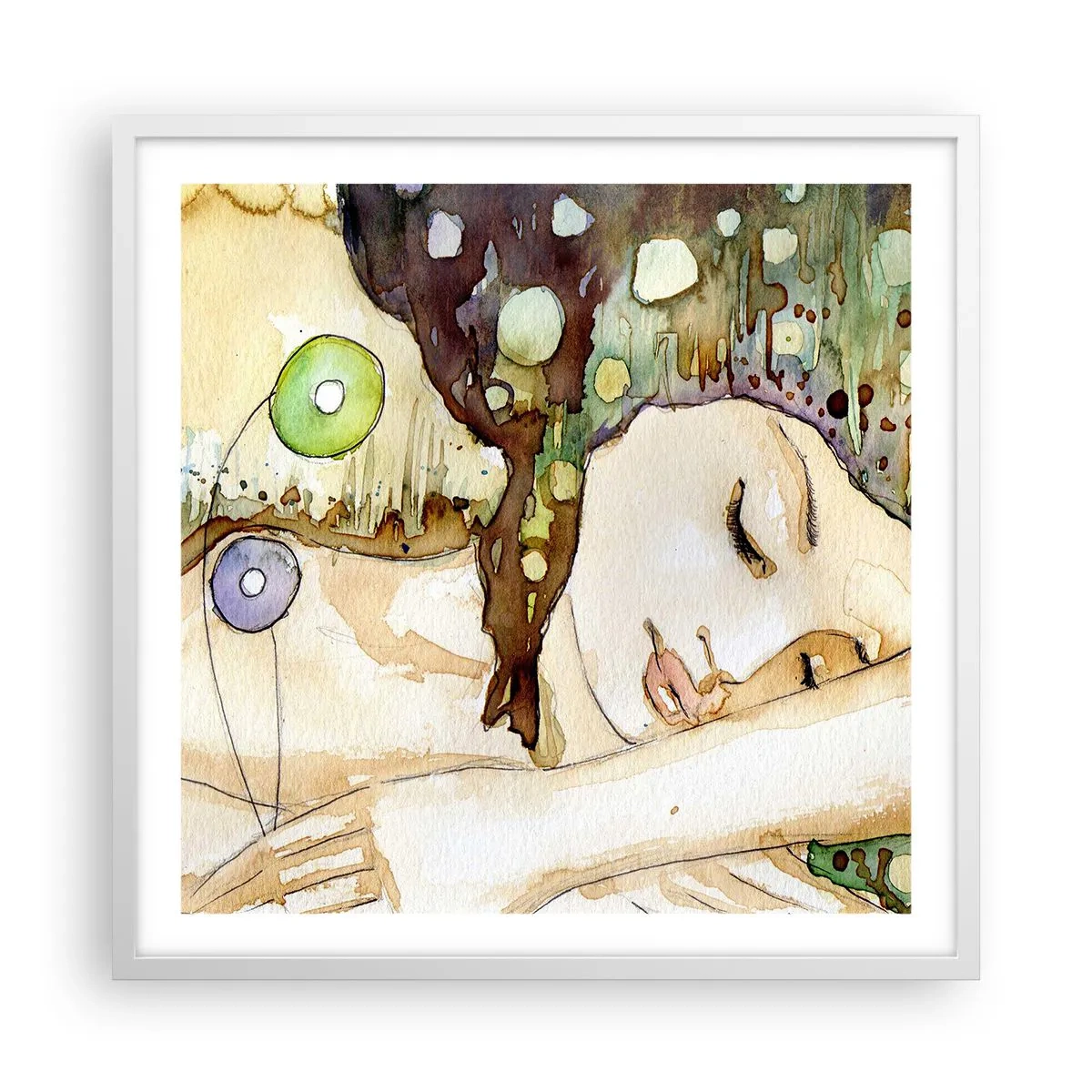 Poster in white frmae - Emerald and Violet Dream - 60x60 cm