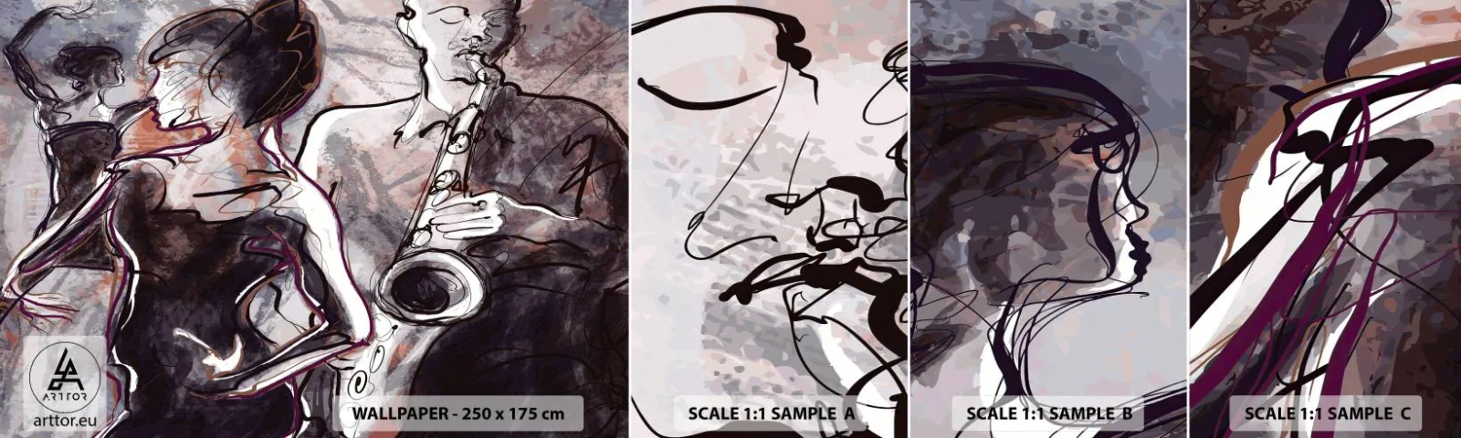 Photo Wallpaper Sample Standard Eco - Melt away in Music - Music, Jazz, Dance - 100x30 cm