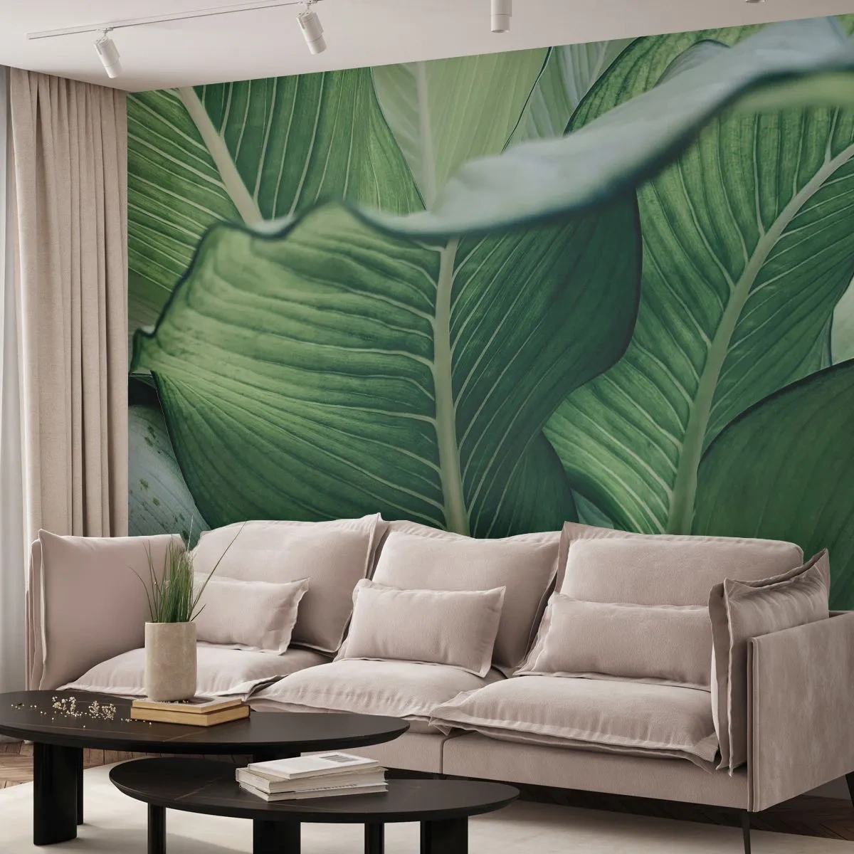 Self-Adhesive Photo Wallpaper Deluxe Sticker - Life in Intense Green Colour - Leaves, Exotic, Botanical - 400x280 cm
