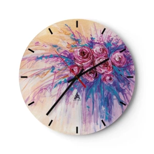 Wall clock - Clock on glass - Rose Fountain - 40x40 cm