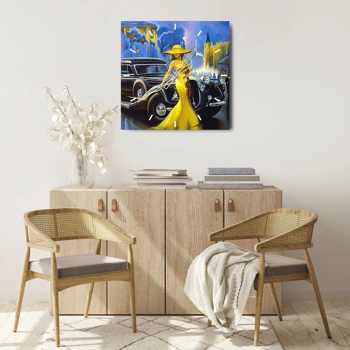 Wall clock - Clock on glass - Nocturne for Violin and Love - 40x40 cm