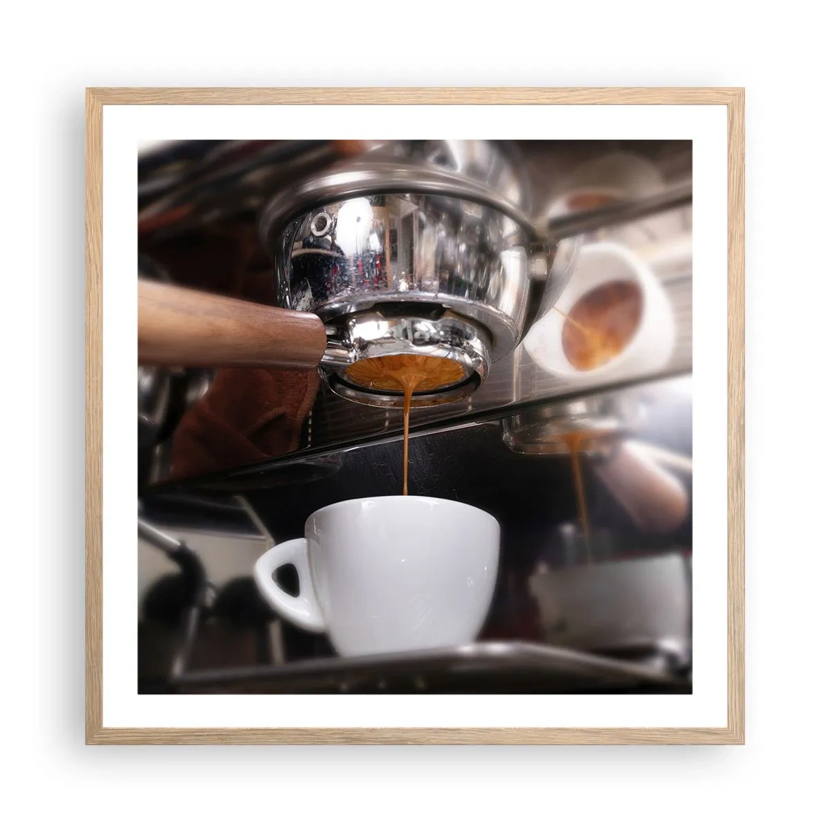 Poster in light oak frame - Good Moment of the Day - 60x60 cm