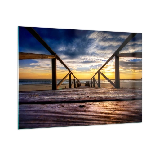 Glass picture - Straight to a Quiet Beach at Sunset - 100x70 cm