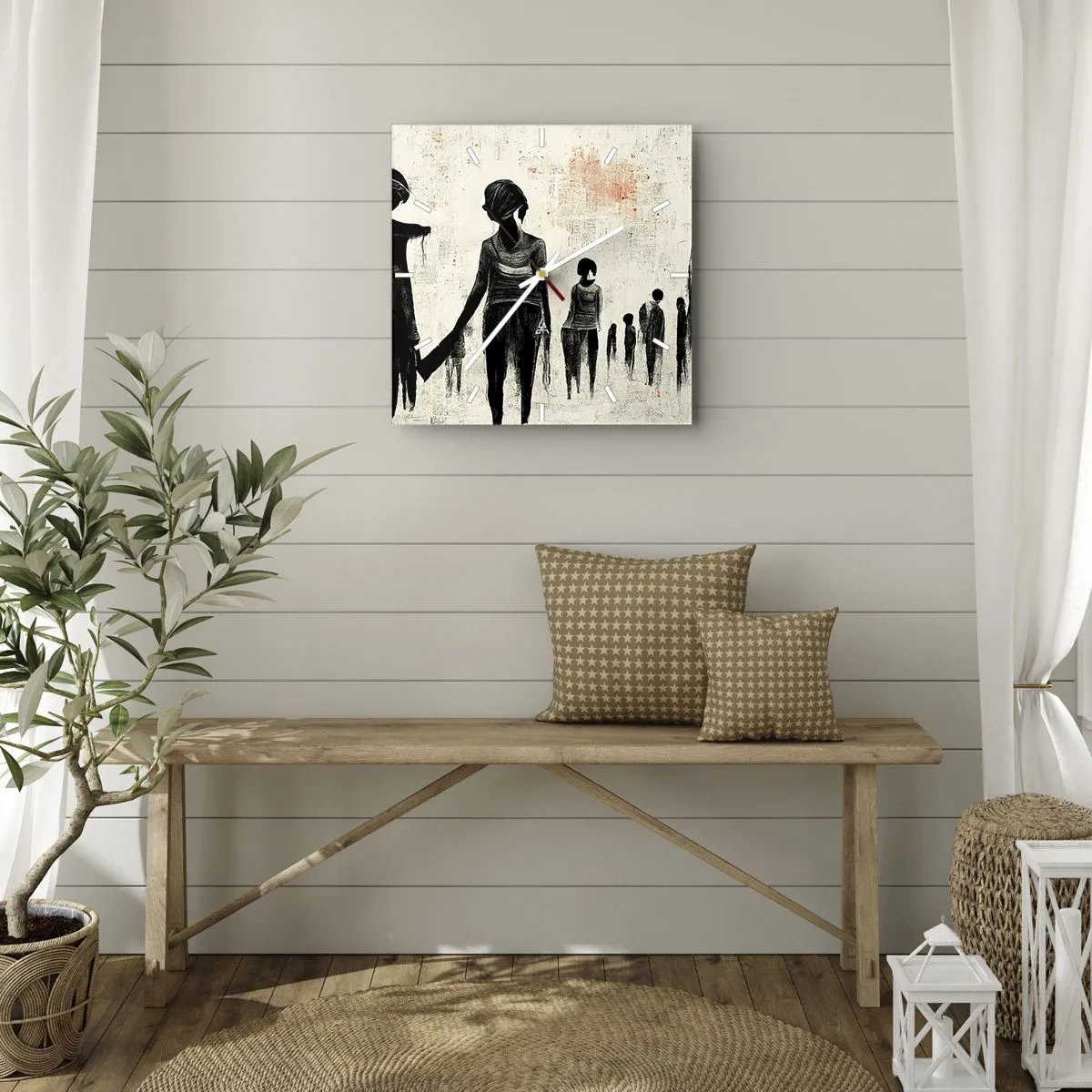 Wall clock - Clock on glass - Against Solitude - 30x30 cm