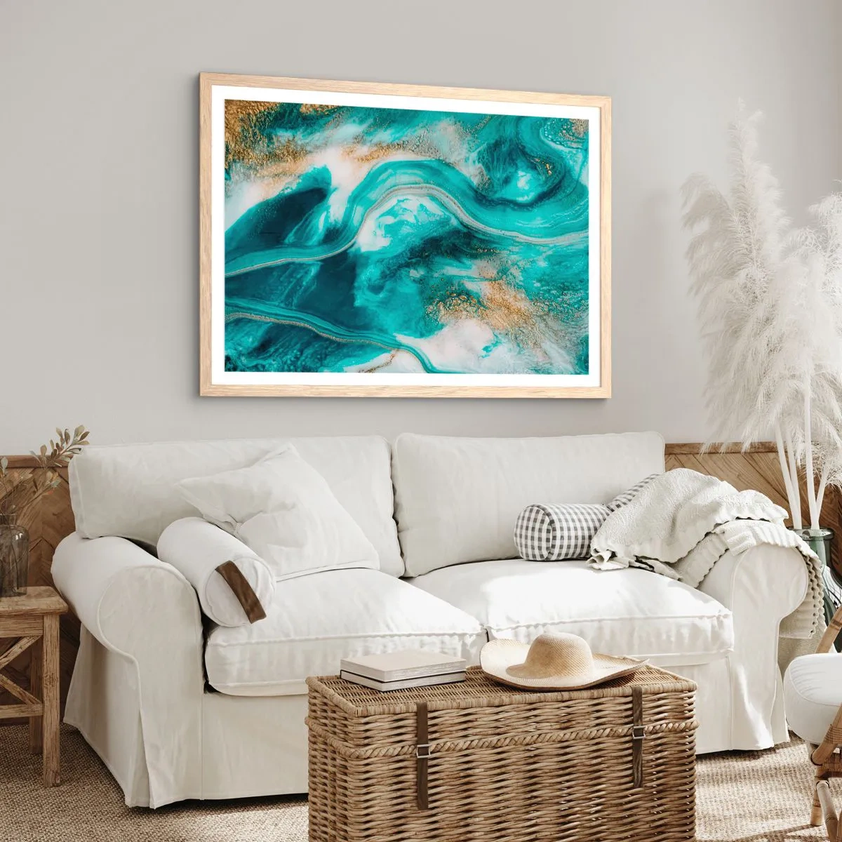 Poster in light oak frame - River of Gold - 40x30 cm