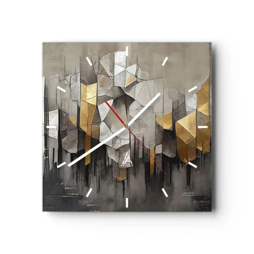 Wall clock - Clock on glass - Composition of Ice and Light - 30x30 cm