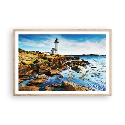 Poster in light oak frame - Be Home Safe, I Am Waiting - 91x61 cm