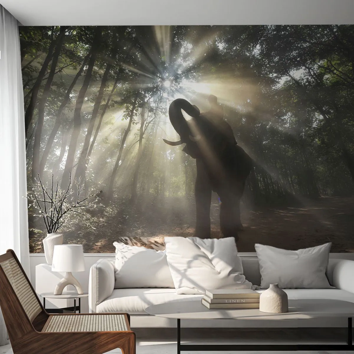 Photo Wallpaper Standard Eco - Under a Lucky Star - Landscape, Elephant, Jungle - 300x210 cm