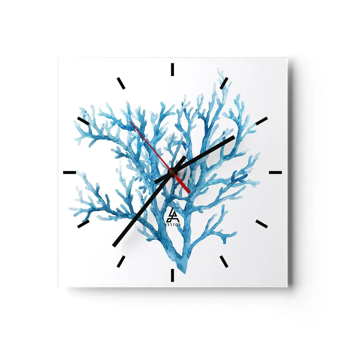 Wall clock - Clock on glass - Sea Filigree - 40x40 cm