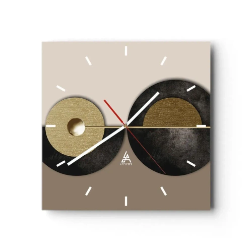 Wall clock - Clock on glass - Variations on Wheel - 40x40 cm