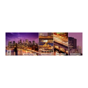 Photo Wallpaper Sample Premium Sand - Violet and Gold Manhattan - City, New York, Architecture - 100x30 cm