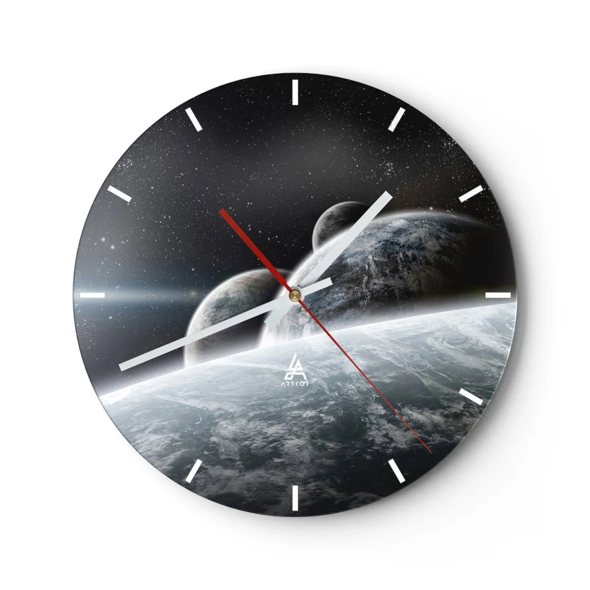Wall clock - Clock on glass - Space Music of Spheres - 40x40 cm