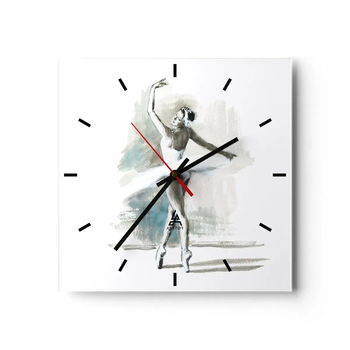 Wall clock - Clock on glass - Enchanted into a Swan - 30x30 cm